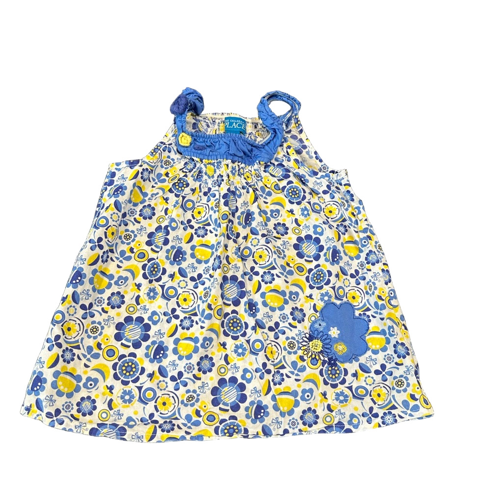 4/20$ Toddler Girls Floral Blue and Yellow Sleeveless Top size 4T
